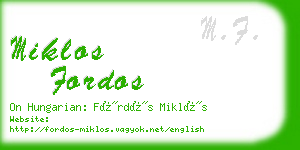 miklos fordos business card